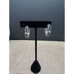 Sorrelli Crystal Hoop Earrings – Blue & Iridescent Stones – As Is